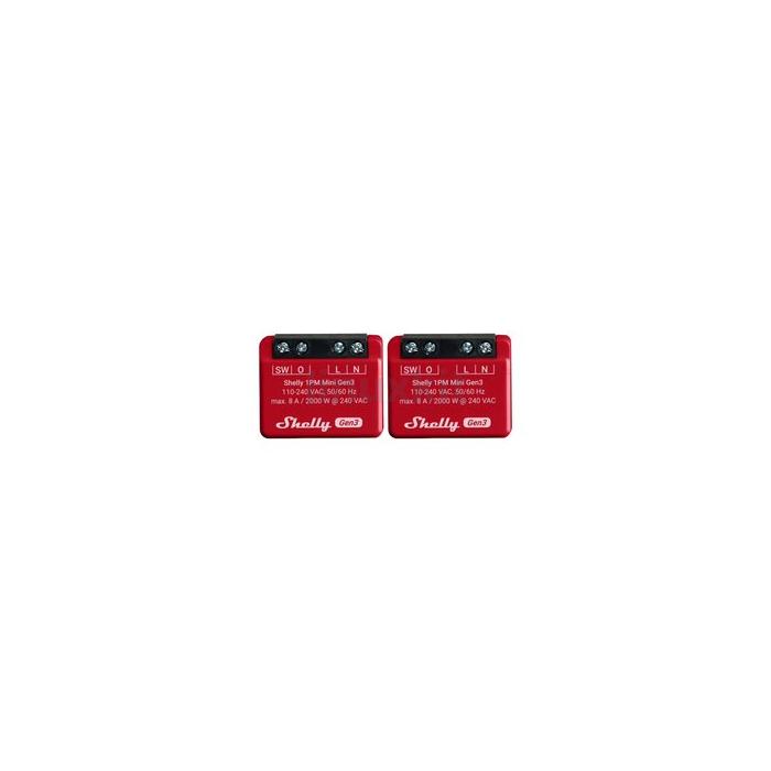 Shelly Mini 1PM WiFi Smart Switch with Power Metering (Pair)