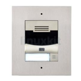 2N IP Solo Intercom with Flush Mount Frame - Brushed Nickel