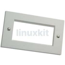 Double Gang Faceplate for 4 Euro Modules in White - Flat