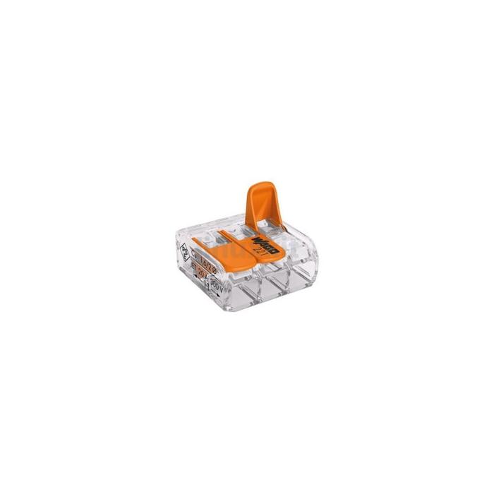 Wago 221-413 3-Conductor Splicing Connector; Max 4mm (50 pcs)
